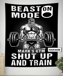 Personalized Home Gym Decor Banner Flag Tapestry Wall Art, Workout room decor