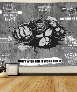 Personalized Home Gym Decor Motivational Quotes Banner Flag Tapestry Wall Art, Workout room decor