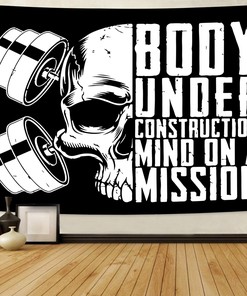 Personalized Home Gym Decor Motivational Quotes Banner Flag Tapestry, Workout room decor