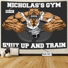 Personalized Home Gym Decor Muscle Strong Pitbull Banner Flag Tapestry, Motivation Flag, Inspirational gym flags
