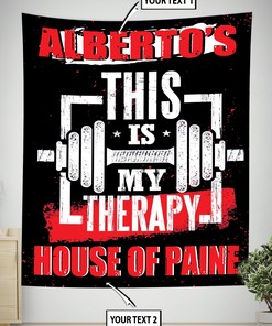 Personalized Home Gym Decor My Therapy Banner Flag Tapestry, Motivational gym flags