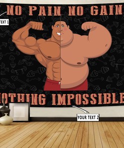 Personalized Home Gym Decor Nothing Impossible Banner Flag Tapestry, Motivational gym flags