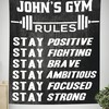 Personalized Home Gym Decor Rules Banner Flag Tapestry, Workout room decor