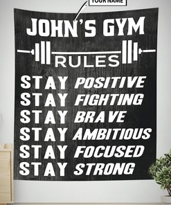 Personalized Home Gym Decor Rules Banner Flag Tapestry, Workout room decor