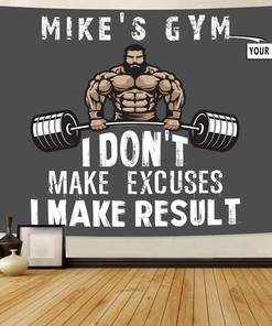 Personalized Motivational Quotes Banner Flag Tapestry For Home Gym Decor, Workout room decor