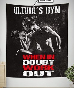 Personalized Women Fitness Banner Flag Tapestry Home Gym Decor Motivational, Motivational gym flags