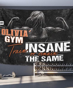Personalized Women Fitness Banner Flag Tapestry Home Gym Decor Motivational Wall Art, Motivational gym flags