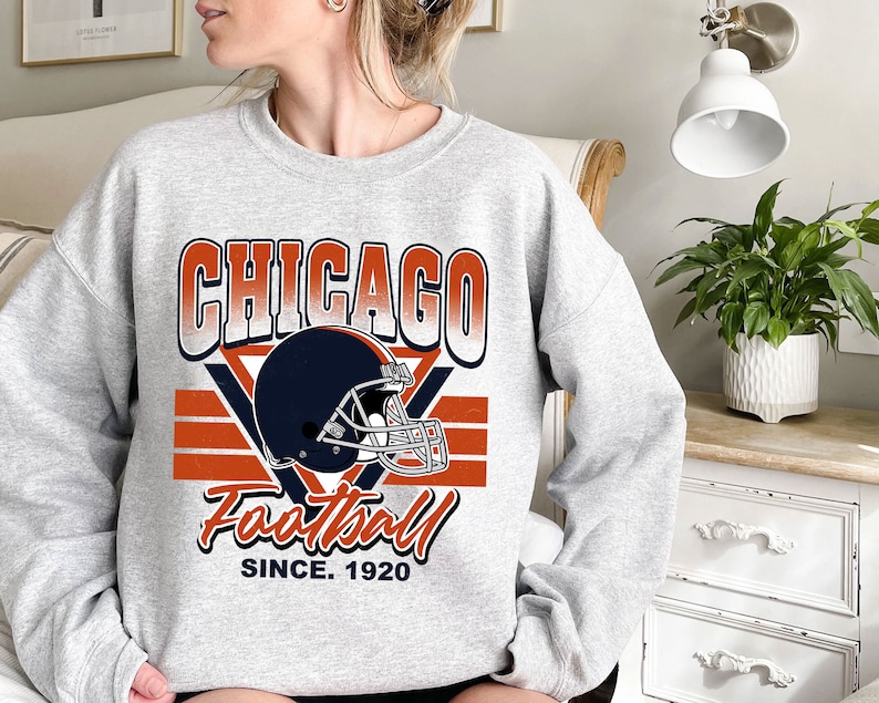 Retro Chicago Football Crewneck Sweatshirt Hoodie Shirt for NFL Fans - Image 2
