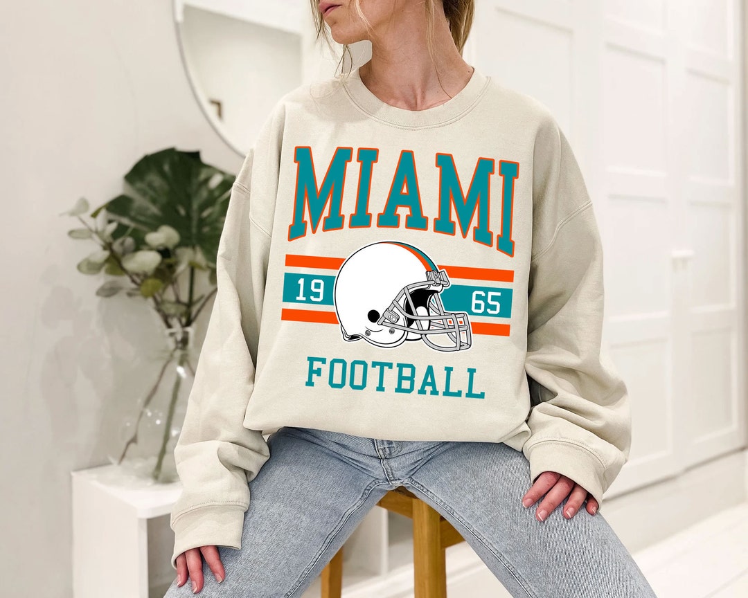 Retro Miami Football Crewneck Sweatshirt Hoodie Shirt for NFL Fans
