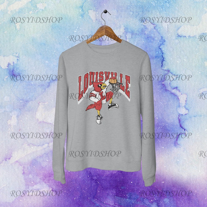 Retro Vintage Louisville Basketball Unisex Blend Crewneck Sweatshirt Shirt Hoodie Full Size - Image 4