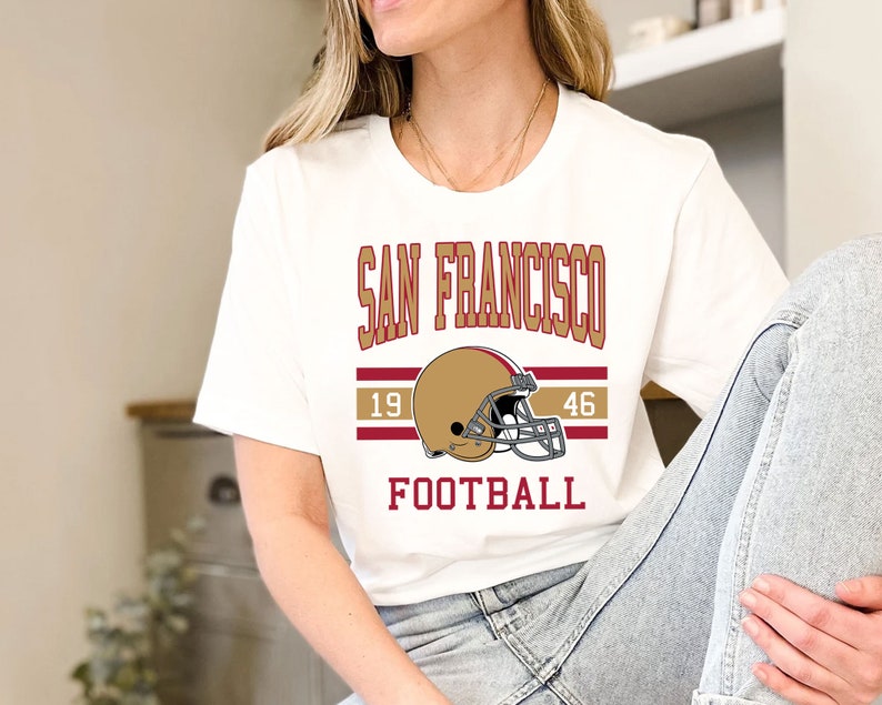 San Francisco Football Sweatshirt, Vintage Retro San Francisco Football Shirt for NFL Fans - Image 3