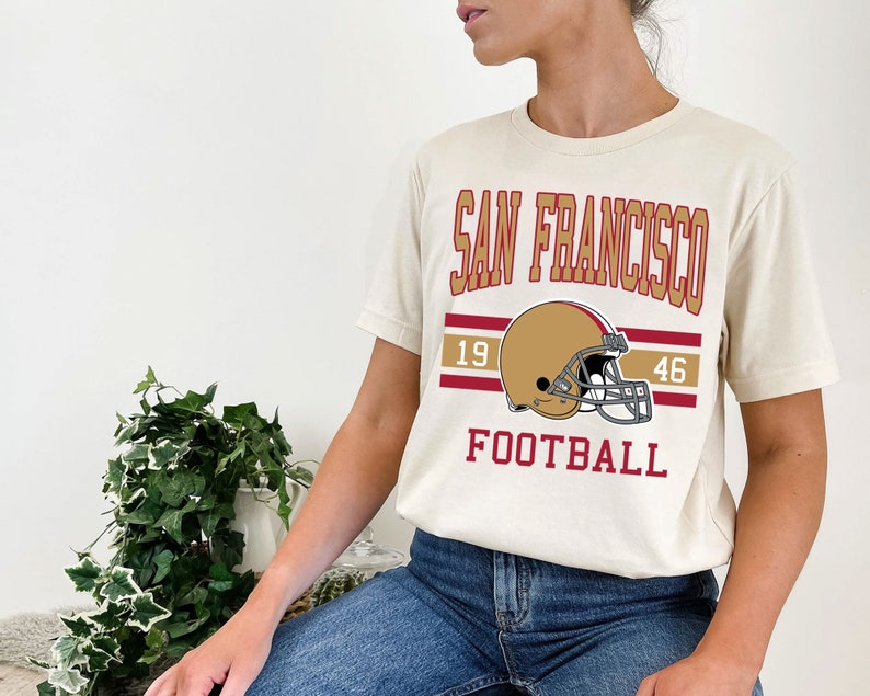 San Francisco Football Sweatshirt, Vintage Retro San Francisco Football Shirt for NFL Fans - Image 4