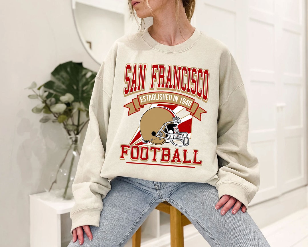 San Francisco Football Team Sweatshirt, Retro San Francisco Football Shirt for NFL Fans