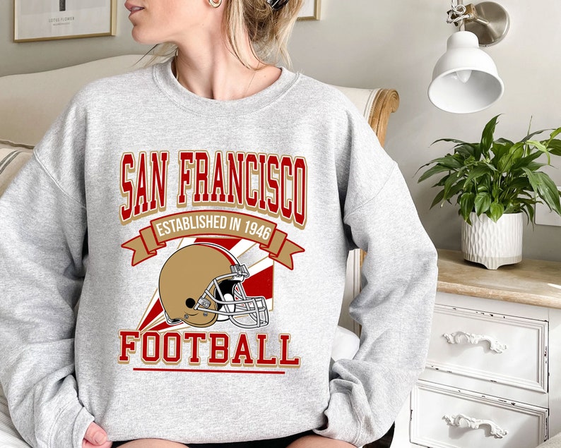 San Francisco Football Team Sweatshirt, Retro San Francisco Football Shirt for NFL Fans - Image 2