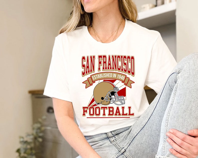 San Francisco Football Team Sweatshirt, Retro San Francisco Football Shirt for NFL Fans - Image 3