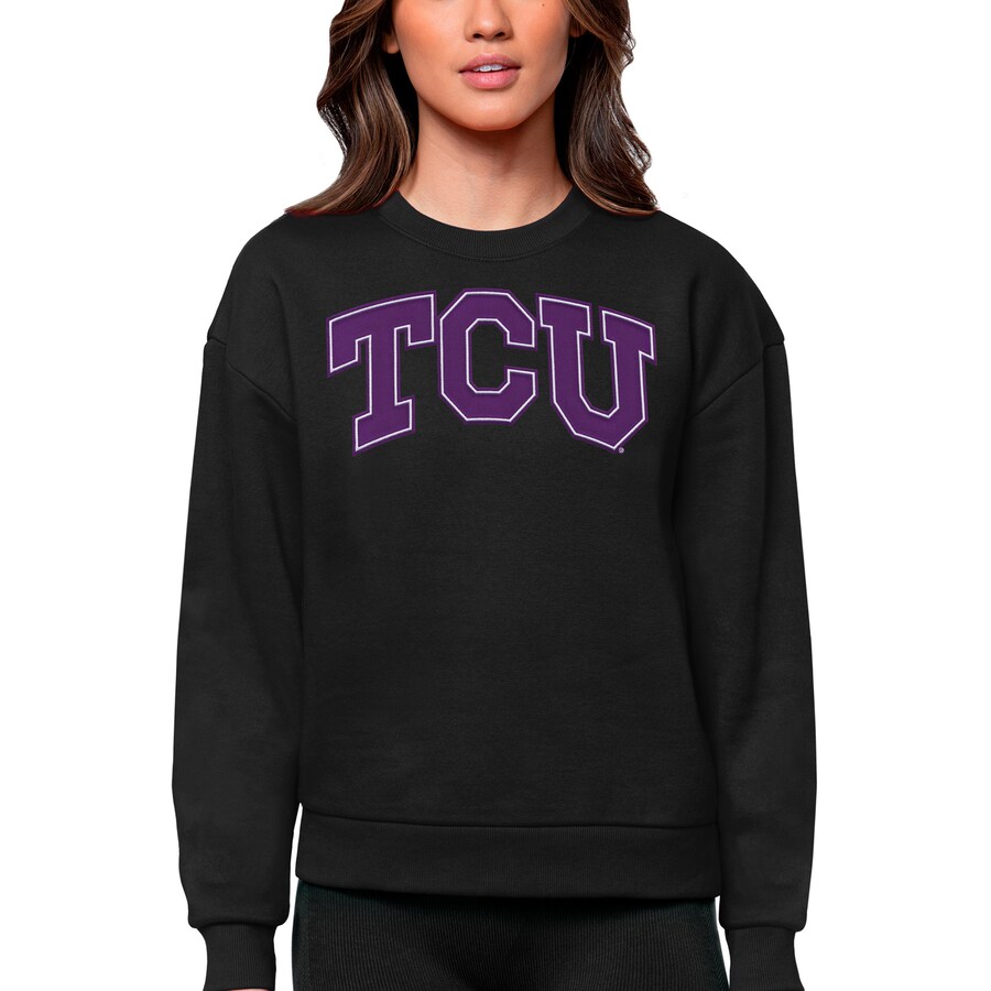 Tcu Horned Frogs Antigua Women'S Victory Crewneck Pullover Sweatshirt, University Football Fan Shirt, Tcu Student Gifts