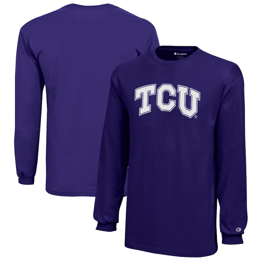 Tcu Horned Frogs Champion Youth Jersey Long Sleeve T-Shirt, University Football Fan Shirt, Tcu Student Gifts