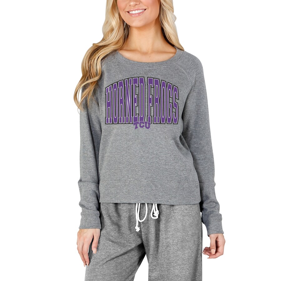 Tcu Horned Frogs Concepts Sport Women'S Mainstream Terry Long Sleeve T-Shirt, University Football Fan Shirt