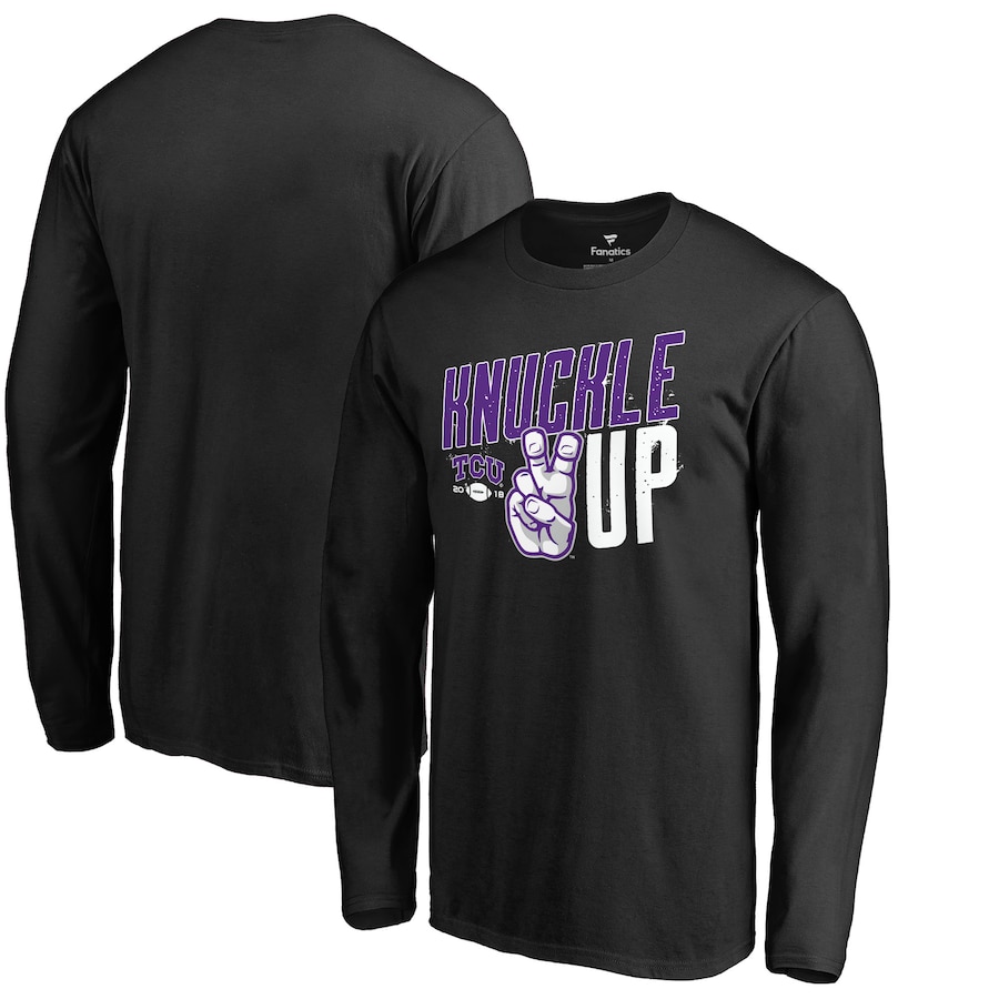 Tcu Horned Frogs Fanatics Branded Knuckle Up Long Sleeve T-Shirt, University Football Fan Shirt, Tcu Student Gifts