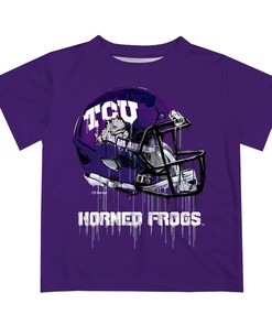 Tcu Horned Frogs Original Dripping Football Helmet T-Shirt By Vive La Fete, University Football Shirt, Tcu Student Gifts