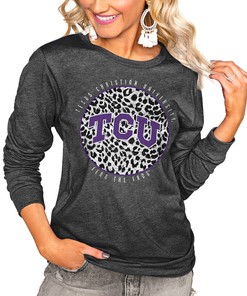 Tcu Horned Frogs Women'S Call The Shots Luxe Boyfriend Long Sleeve T-Shirt,  Tcu Shirts Gift For Fans, Tcu Student Gifts