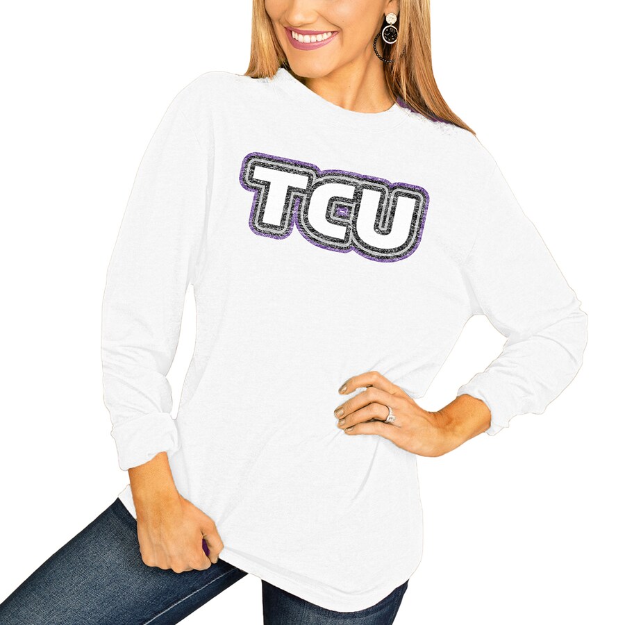 Tcu Horned Frogs Women'S It'S A Win Vintage Vibe Long Sleeve T-Shirt, University Football Fan Shirt, Tcu Student Gifts