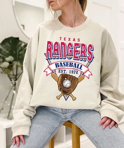 Texas Baseball Crewneck Sweatshirt, Vintage Texas Baseball Shirt, Texas MLB Shirt, Baseball Fan Gifts, Texas Fan Shirt