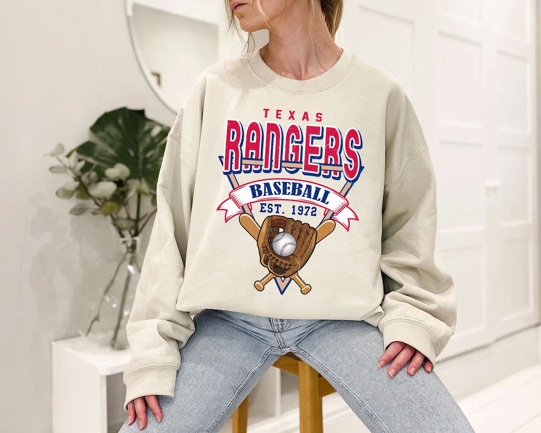 Texas Baseball Crewneck Sweatshirt, Vintage Texas Baseball Shirt, Texas MLB Shirt, Baseball Fan Gifts, Texas Fan Shirt