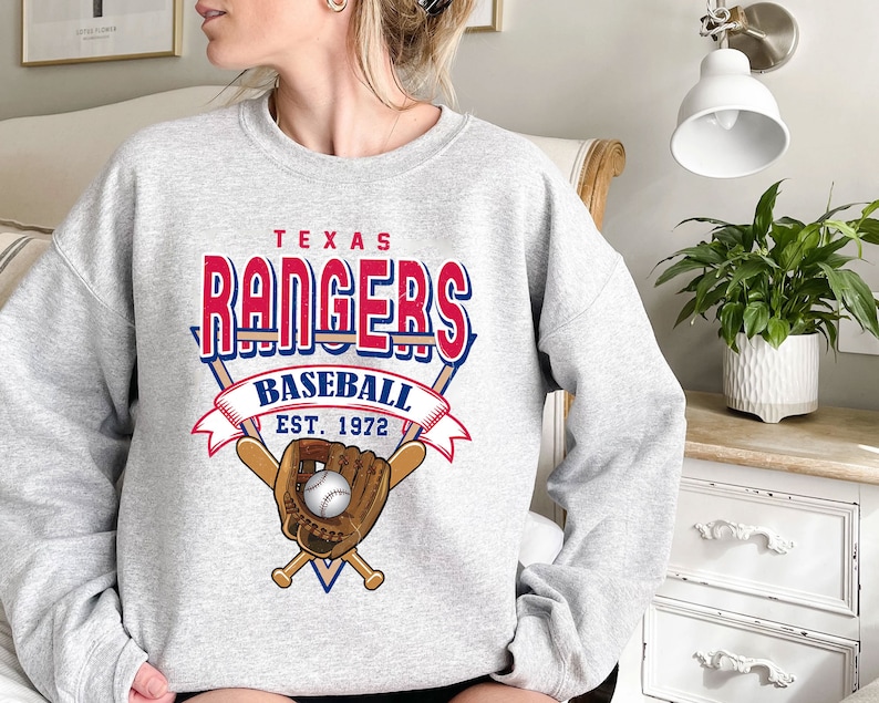 Texas Baseball Crewneck Sweatshirt, Vintage Texas Baseball Shirt, Texas MLB Shirt, Baseball Fan Gifts, Texas Fan Shirt - Image 2