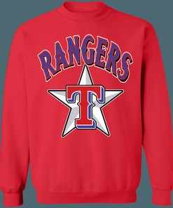 Texas Rangers LONE STAR Vintage MLB Crewneck Sweatshirt Hoodie Shirt for Baseball Fans