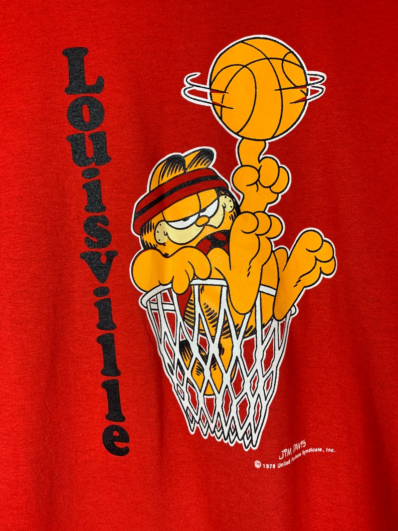 True Vintage 70S Garfield Louisville Cardinals Basketball T-Shirt Jim Davis 1978 Sweatshirt Hoodie Full Size