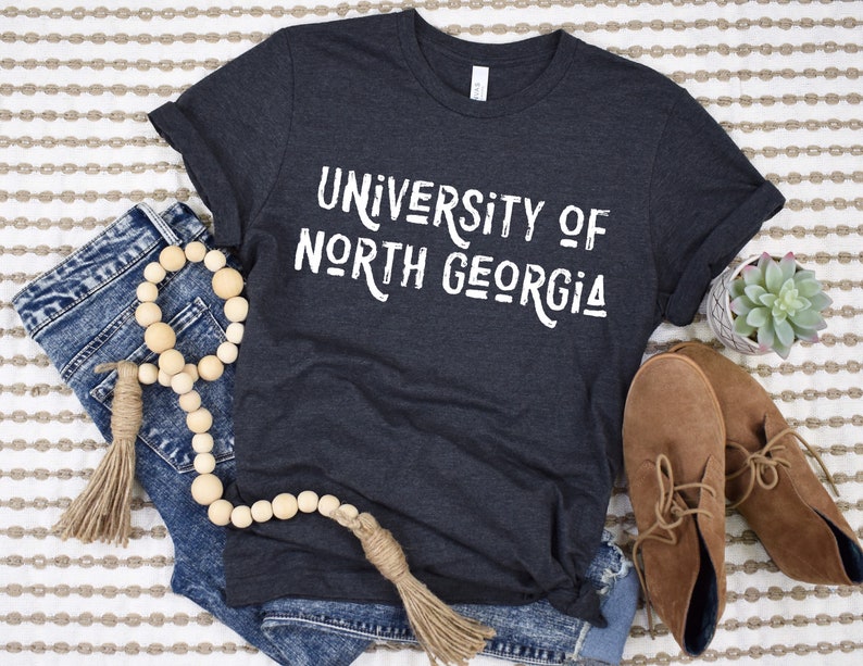 Unc Shirt, University Tshirt Distressed Font Customizable Cute College Tee Shirt North Georgia Gifts For Ncaa Fans - Image 2