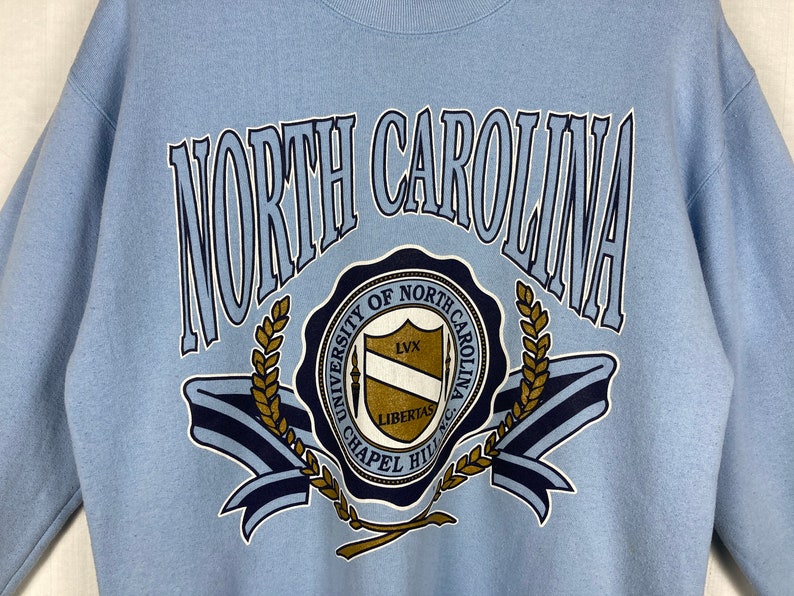 University Of North Carolina Sweatshirt Large Vintage 90S North Carolina Tar Heels Ncaa Embroidered Pullover Crewneck - Image 3