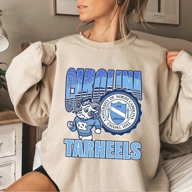 University Of North Carolina, Unc Vintage Unc Tar Heels Mascot Logo Shirt, Vintage 90S, Collegiate Champions