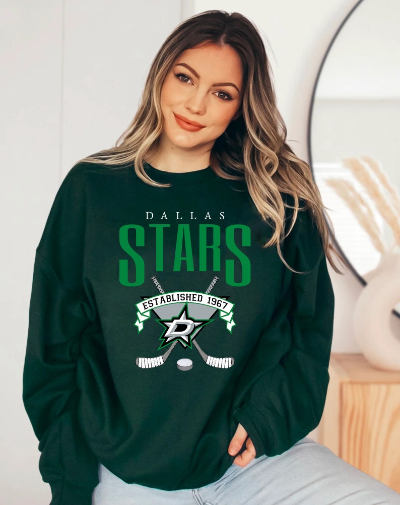 VIntage NHL Dallas Stars EST 1967 Sweatshirt, 2022-23 Dallas Stars Shirt, Ice Hockey Shirt, Unisex Shirt Sweater Hoodie - Image 3