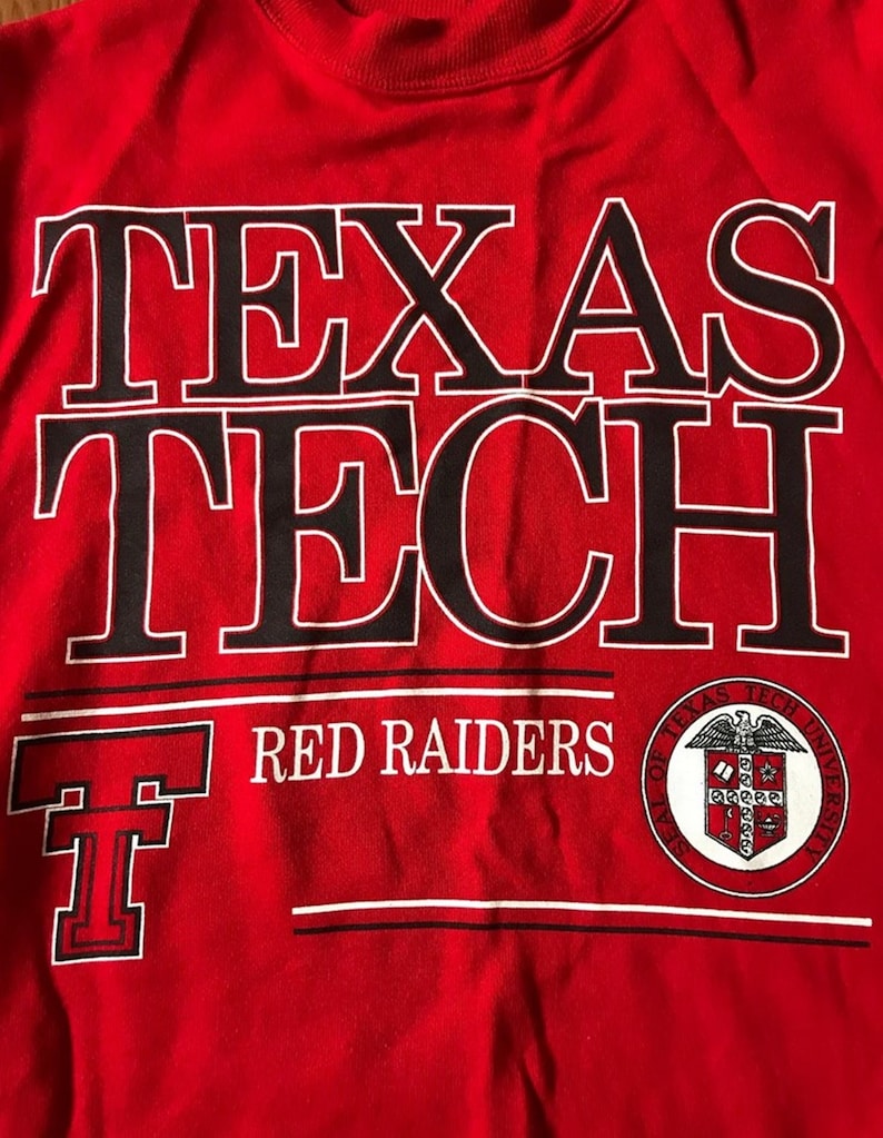 Vintage 1980's Texas Tech Red Raiders crewneck sweatshirtm Texas Tech Red Raiders Shirt, T-shirt, Hoodie - Image 2