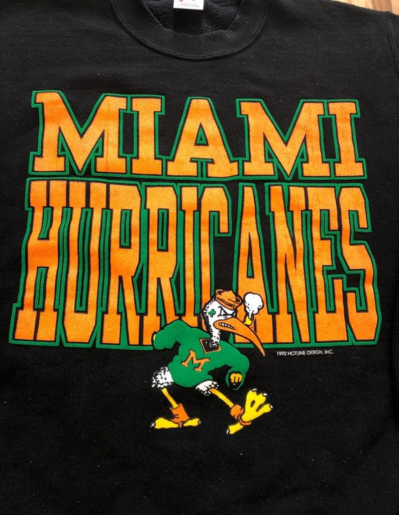 Vintage 1992 University of Miami Hurricanes Sweatshirt, T shirt, Hoodie - Image 2