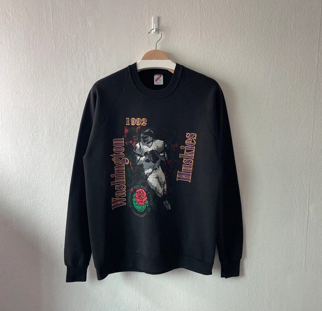 Vintage 1992 Washington Huskies Rose Bowl Tournament Crewneck Sweatshirt, Hoodie