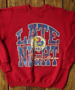 Vintage 1993 Kansas University Ku Late Night With Roy Williams Sweatshirt, Kansas Shirt