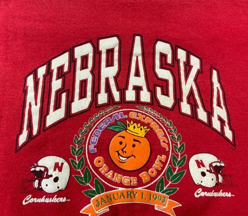 Vintage 1993 Nebraska Cornhuskers Orange Bowl Crewneck Sweatshirt, Hoodie - Image 2