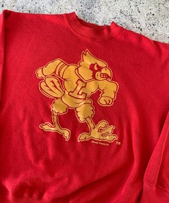 Vintage 80S Louisville Cardinals Crewneck Sweatshirt University Football Shirt Gifts, Ncaa Fans