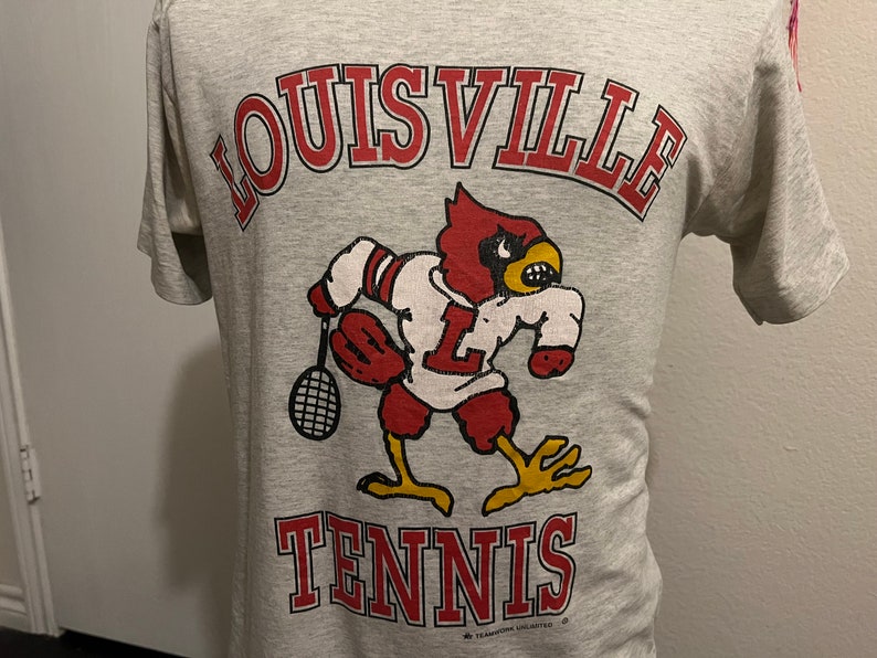 Vintage 80'S Louisville Cardinals Tennis University Football Hoodie Sweatshirt