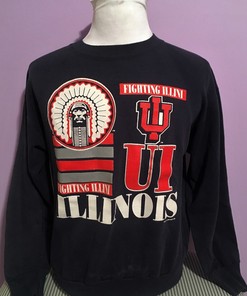 Vintage 80s University Of Illinois Fighting Illini Ncaa 1980s College Unisex Sweatshirt Hoodie Shirt