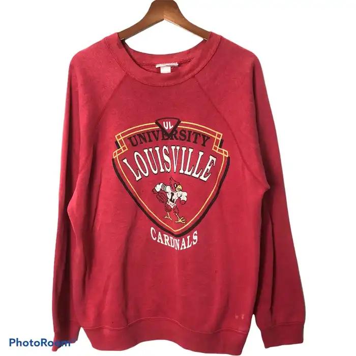 Vintage 90’ University Louisville Cardinals Sweatshirt Uofl Sweatshirt, Louisville Sweatshirt