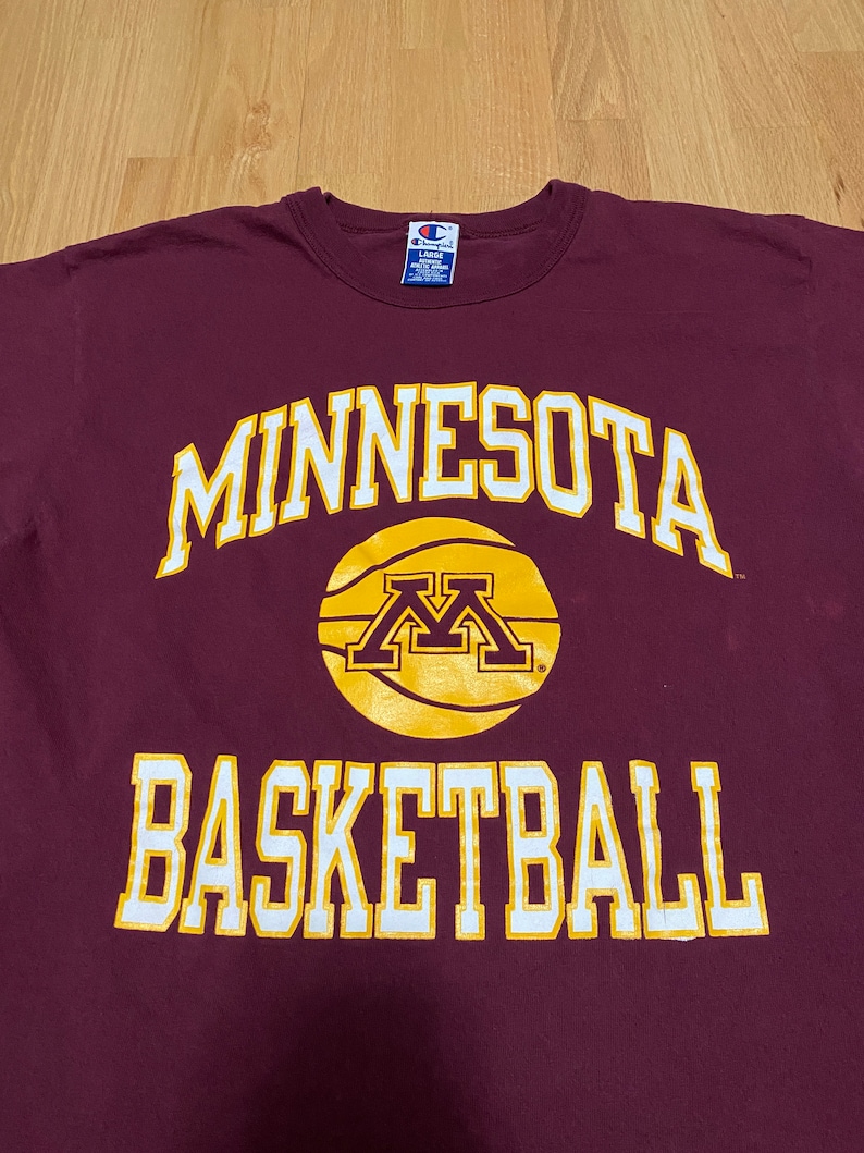 Vintage 90S Champion University Of Minnesota Basketball Short Sleeve T Shirt, Football Lover Gifts - Image 2