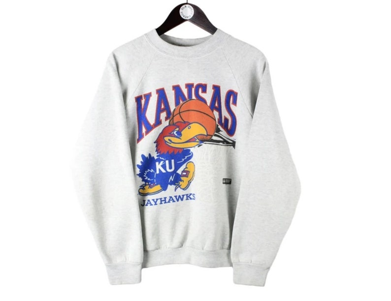 Vintage 90S Kansas Jayhawks University Basketball Sweatshirt, Kansas Jayhawks Shirt, Gift For Him