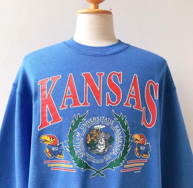 Vintage 90S Kansas University Jayhawks Sweatshirt, Vintage 90S Shirt, Gift For Her, Gift For Her - Image 2
