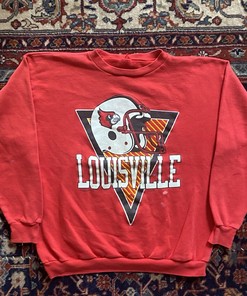 Vintage 90S Louisville Cardinals Crewneck Sweatshirt University Football Shirt Gifts, Ncaa Fans