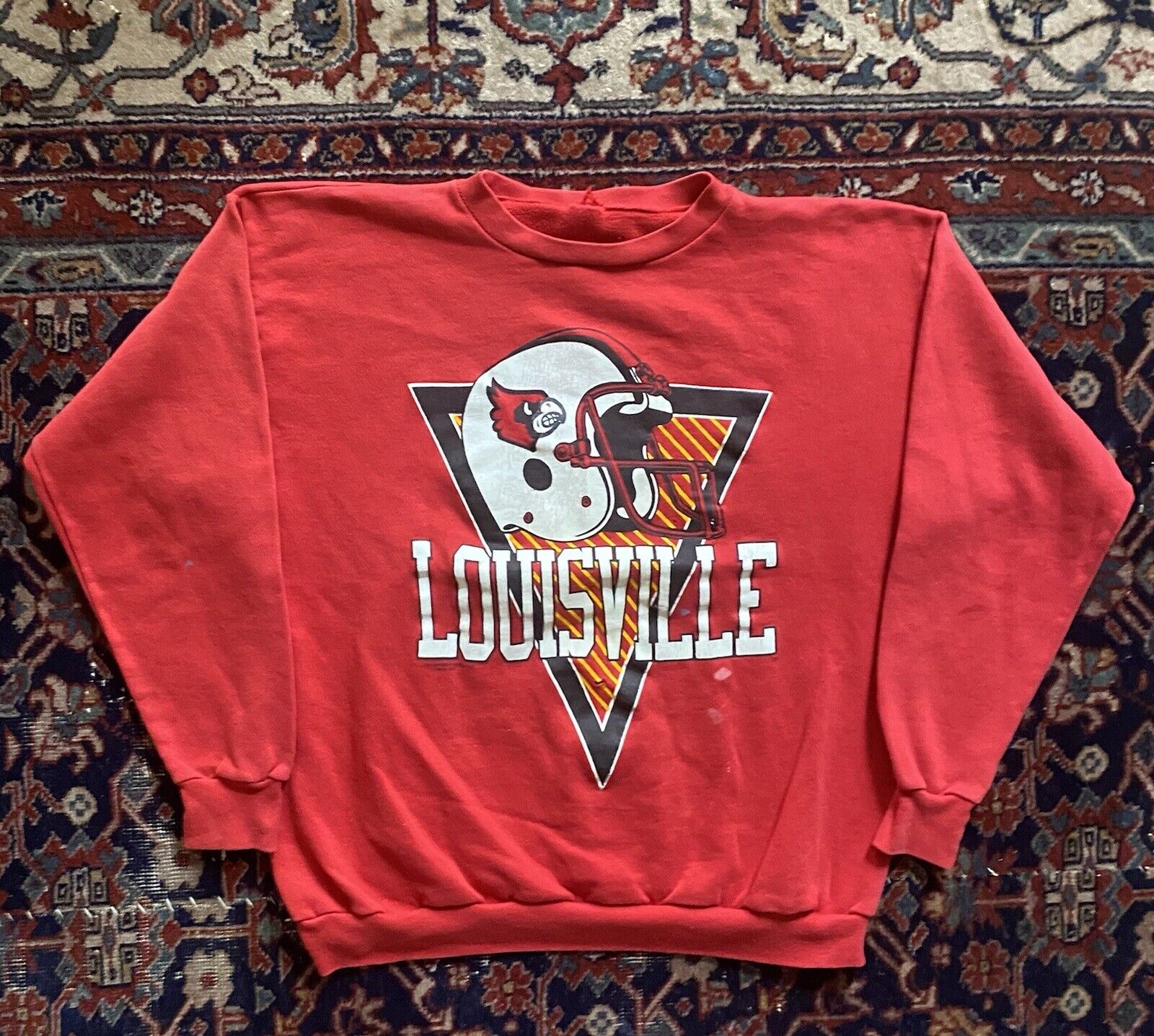Vintage 90S Louisville Cardinals Crewneck Sweatshirt University Football Shirt Gifts, Ncaa Fans