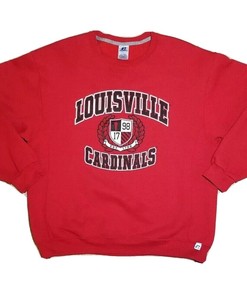 Vintage 90S Louisville Cardinals Russell Athletic Red Crewnek Sweatshirt Shirt Hoodie Full Size